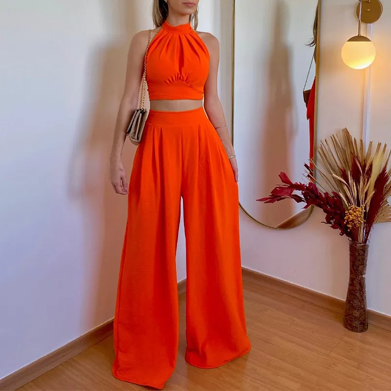 Women’s Polyester Patchwork Two-Piece Set