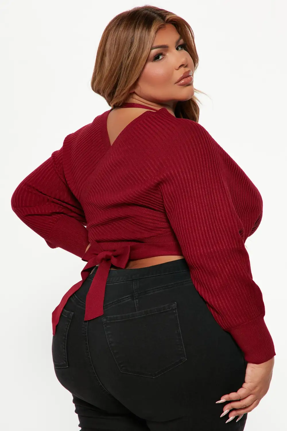 Warmest Occasion Wrap Sweater - Burgundy