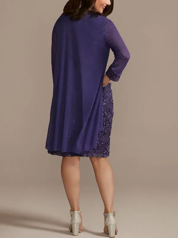 Round Neck Lace Sleeveless Dress Mesh Set