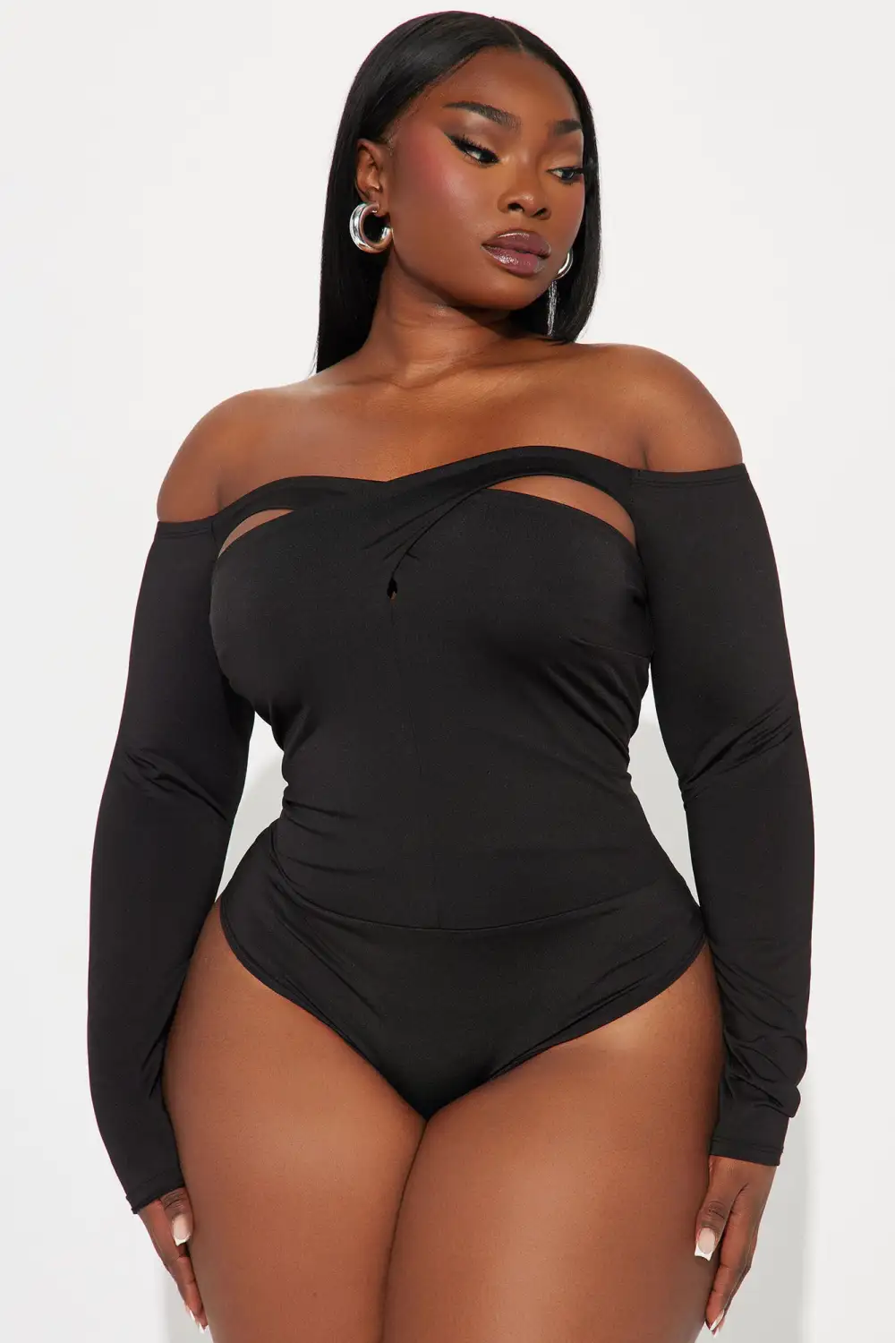 Treat Me Nice Off Shoulder Bodysuit - Black