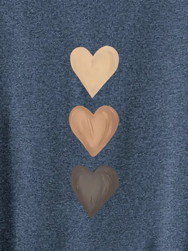 Heart Print Casual T-Shirt, Crew Neck Short Sleeves Sports Tee, Women's Activewear