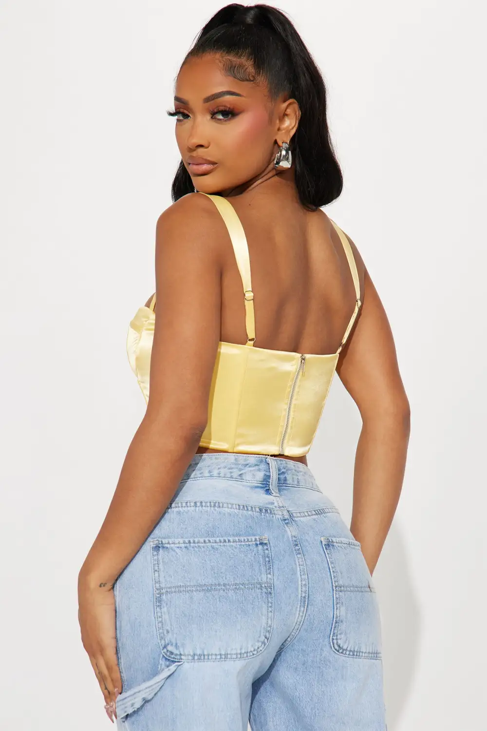 Ataya Satin Corset Top - Yellow