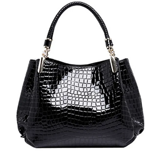 Women's Satchel Top Handle Bag PU Leather Formal Office & Career Crocodile Black Dark Red Dark Blue