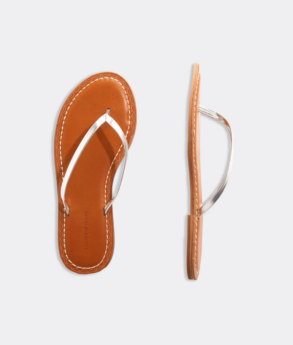 Skinny Strap Patent Leather Flip Flops