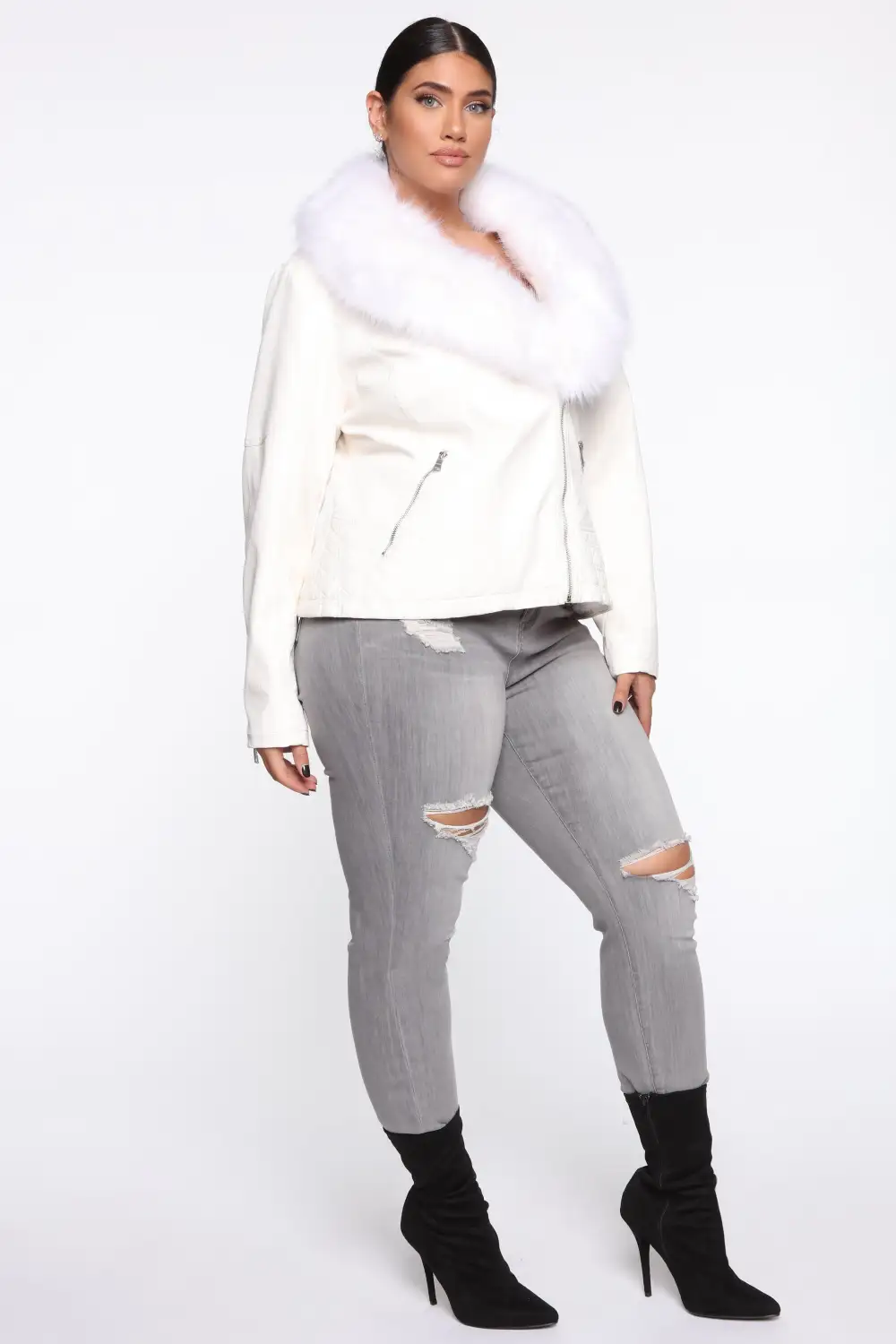 Elsa Faux Leather Jacket - White