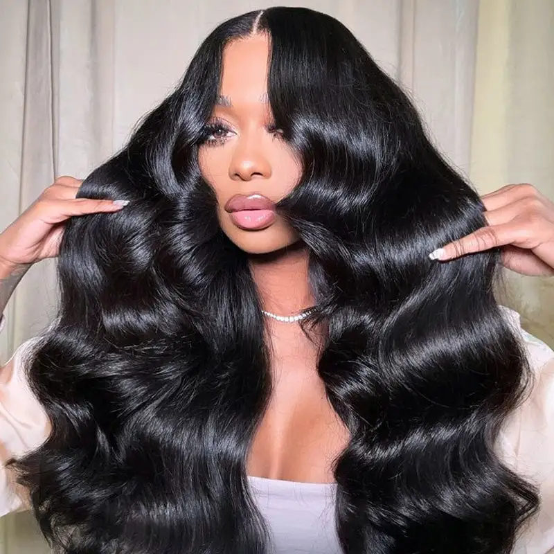 Affordable #1 Jet Black Body Wave Wig 13x6 Lace Front Human Hair Wigs Sterly Hair