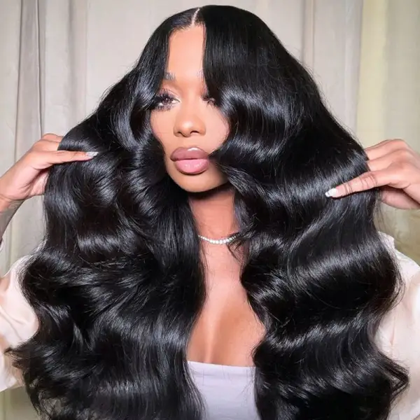 Fast Shipping #1 Jet Black 13x6 Full Lace Frontal Body Wave Human Hair Wigs
