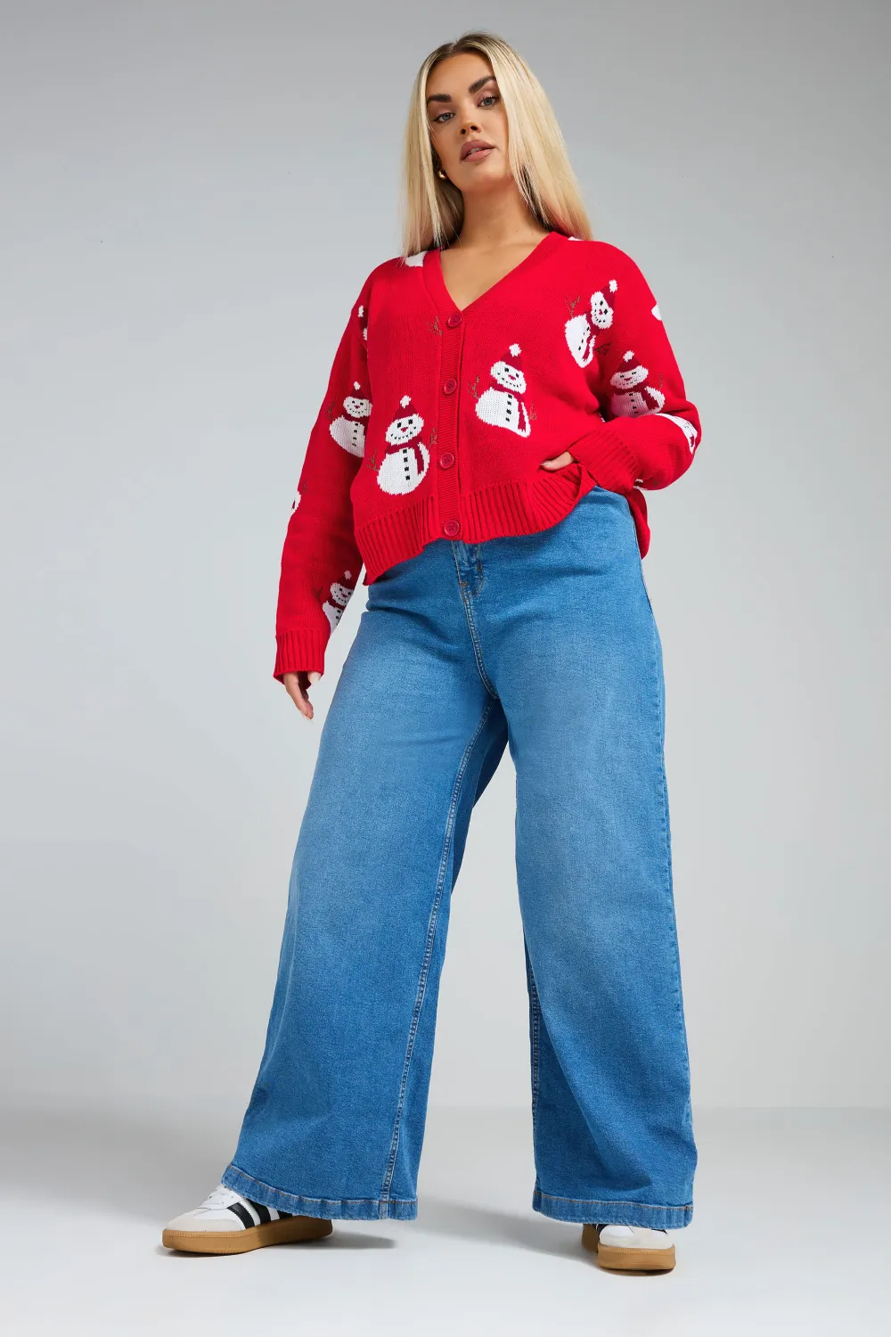 LIMITED COLLECTION Curve Blue Snowflake Knitted Cardigan