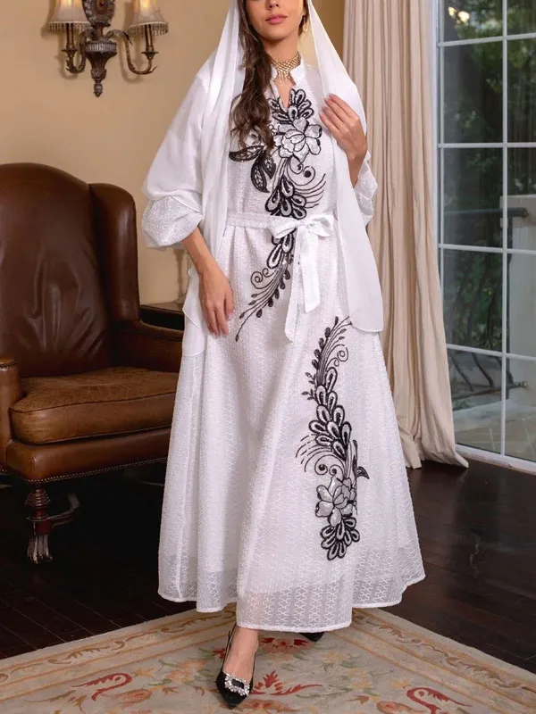 Lantern Sleeve Lace Airy Lace Up Women's Dress