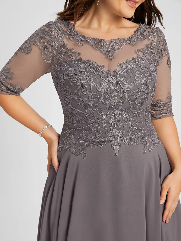 Asymmetric Chiffon Lace Maxi Dress