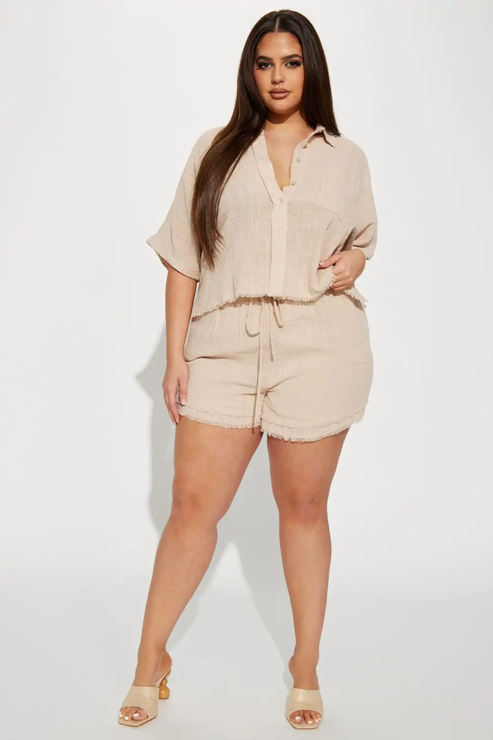 Easy Breezy Linen Short Set - Taupe