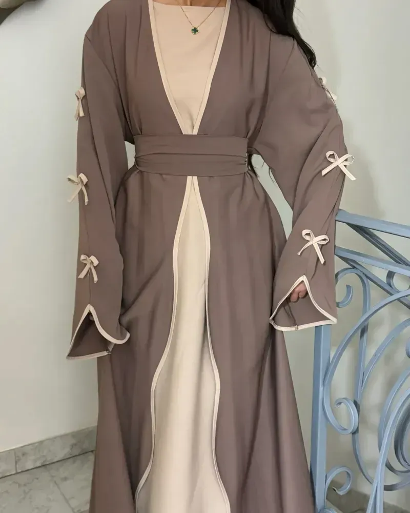 Elegant Bow Cardigan & Dress Two-Piece Set