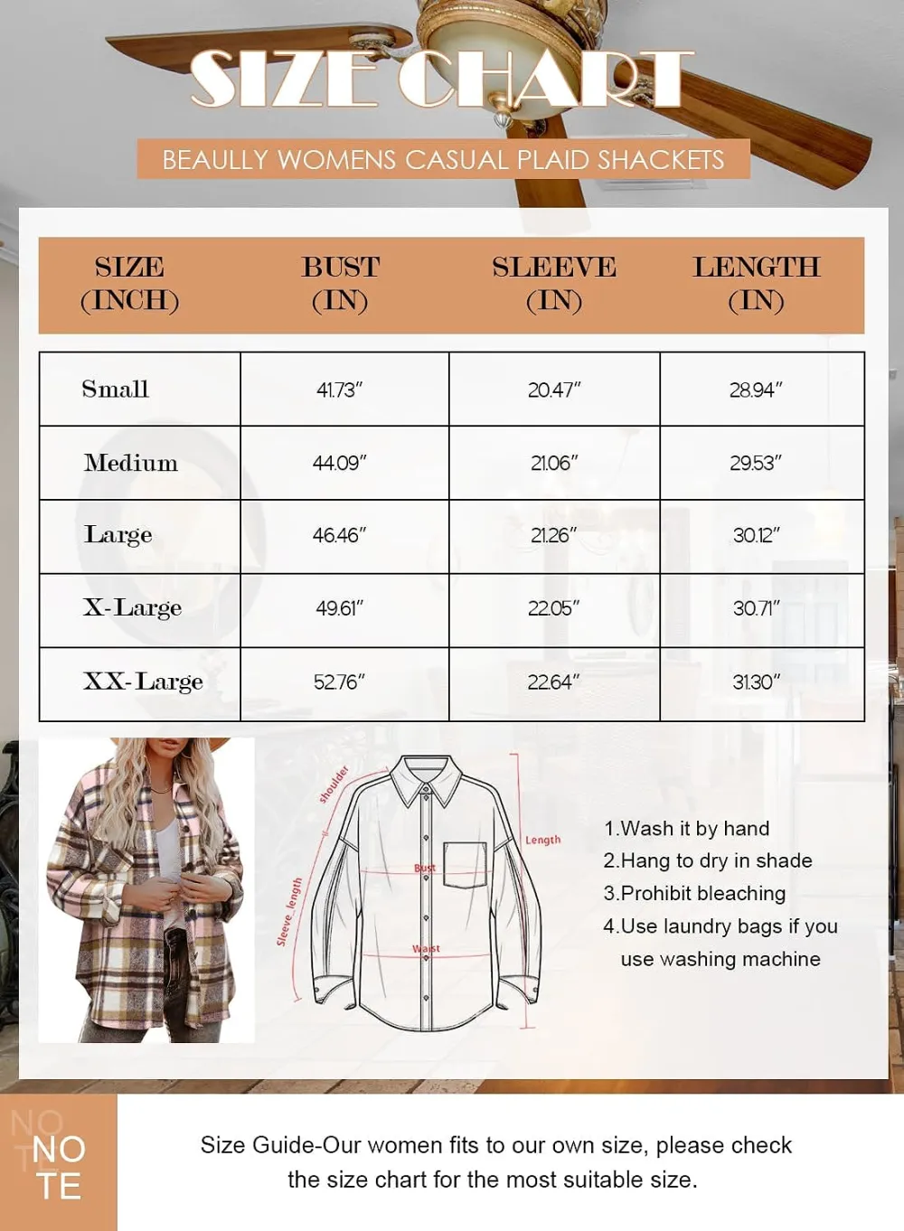 Women's Flannel Plaid Shacket Long Sleeve Button Down Chest Pocketed Shirts Jacket Coats