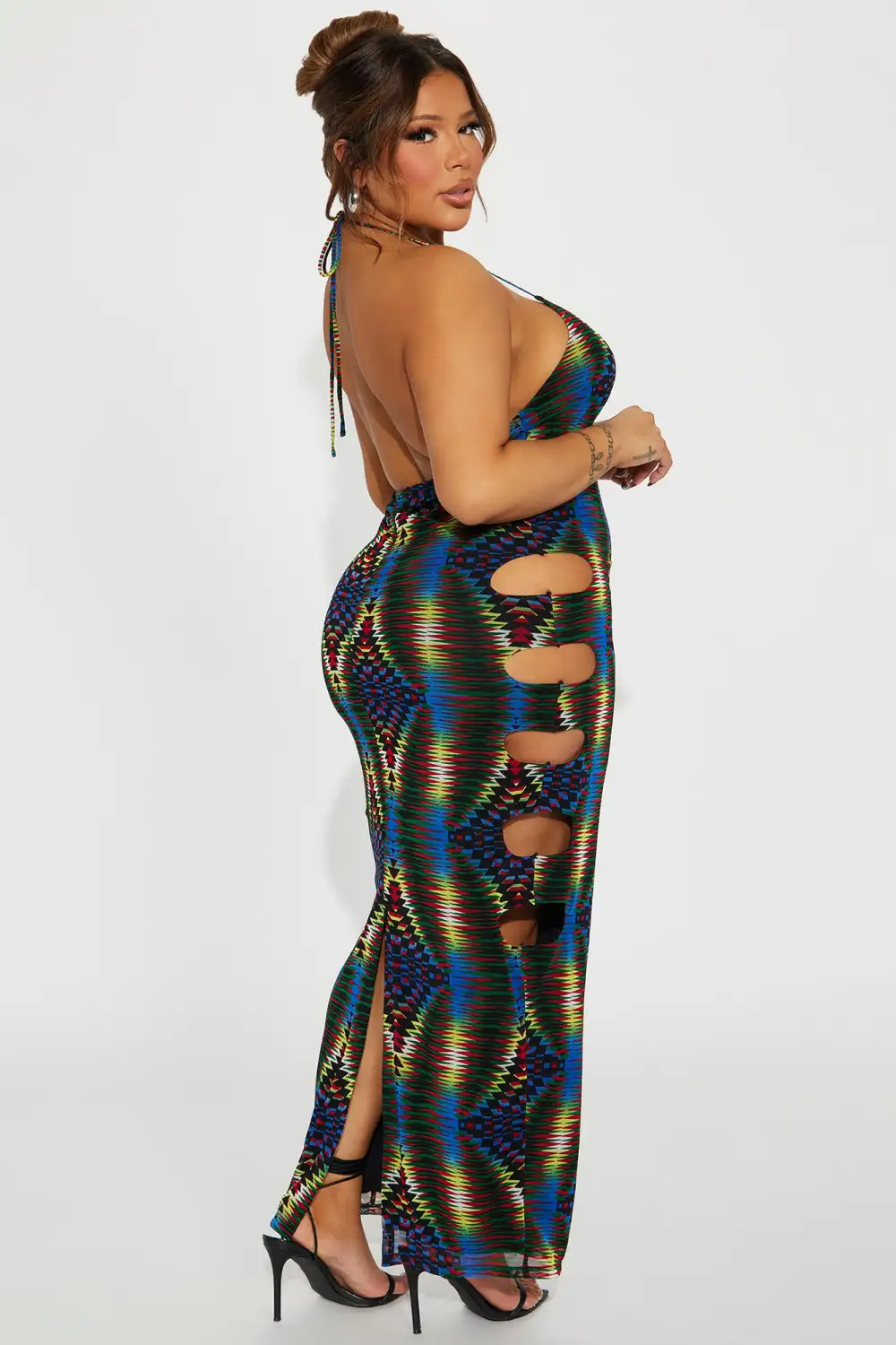 Madalynn Mesh Maxi Dress - Green/combo