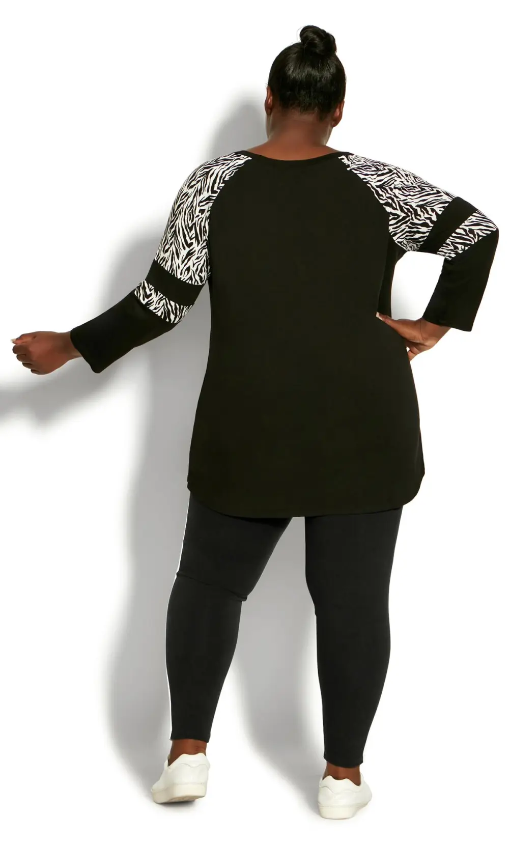 Evans Black 2 Stripe Plain Legging