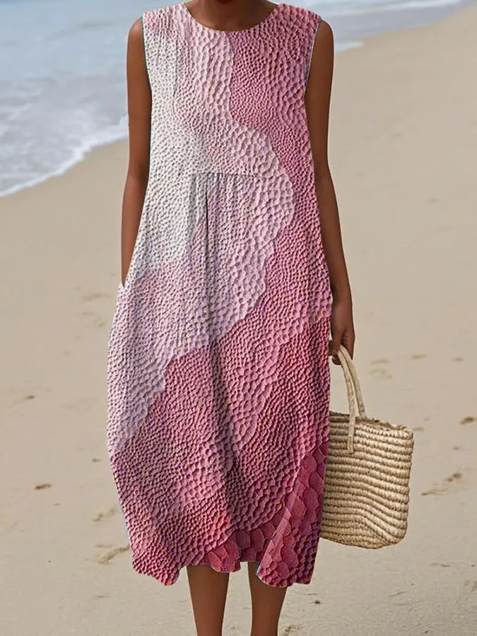 Women's Casual Printed Round Neck Sleeveless Dress