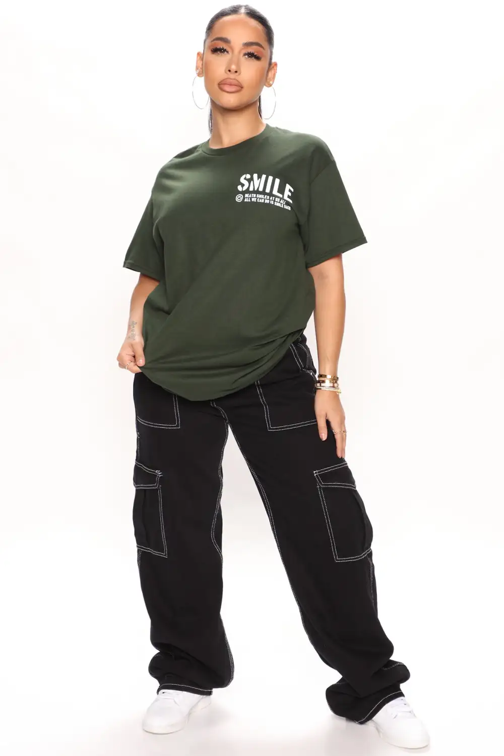 Smile Skeleton Graphic T-Shirt - Green