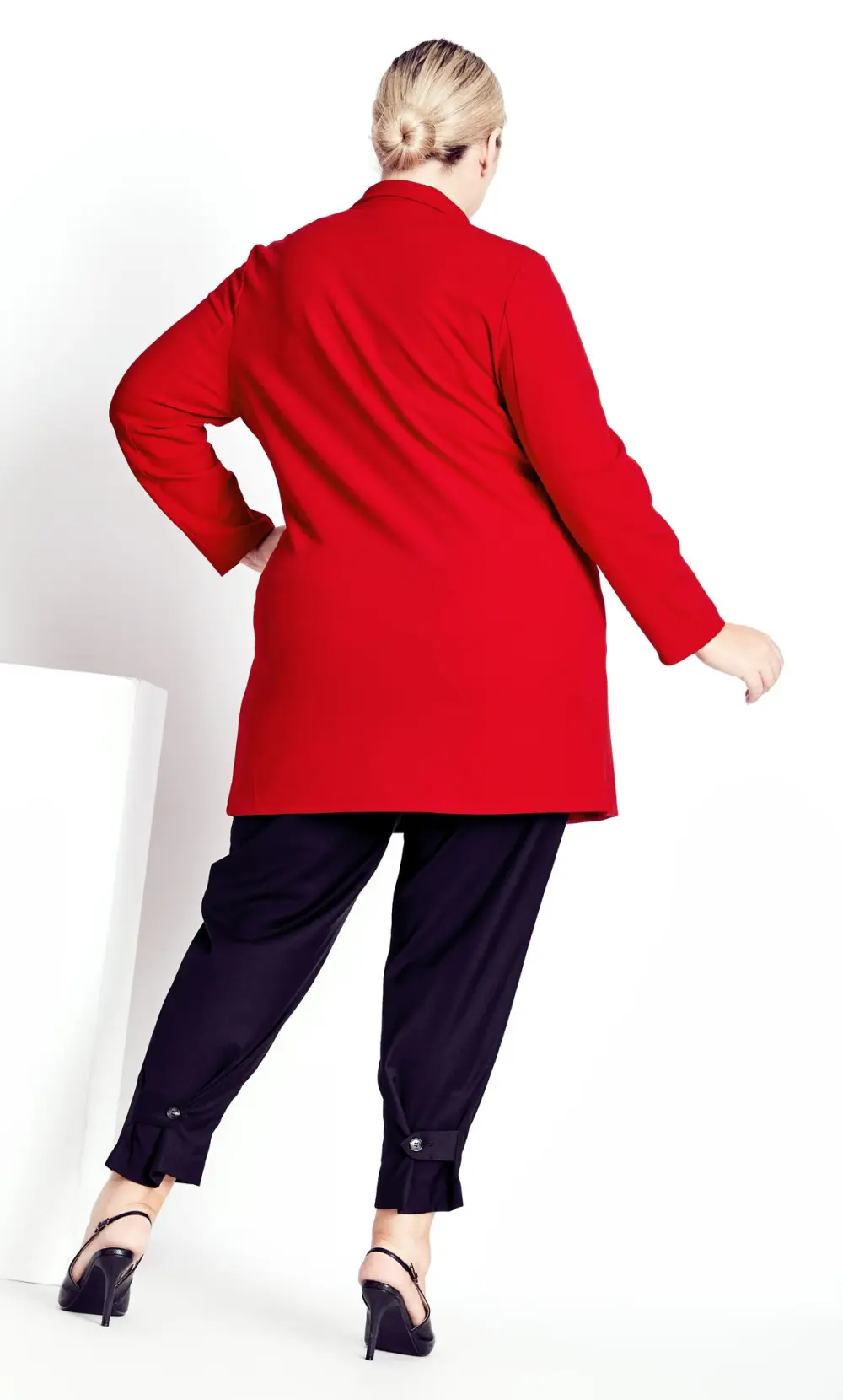 Evans Crimson Red Formal Midi Coat
