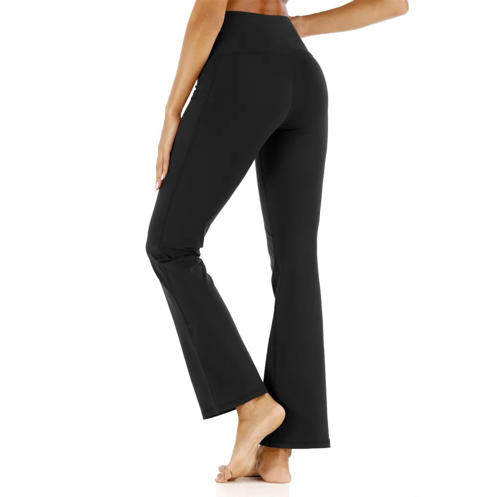 Women's High Waist Yoga Pants Bootcut Flare Leg Tummy Control 4 Way Stretch Quick Dry