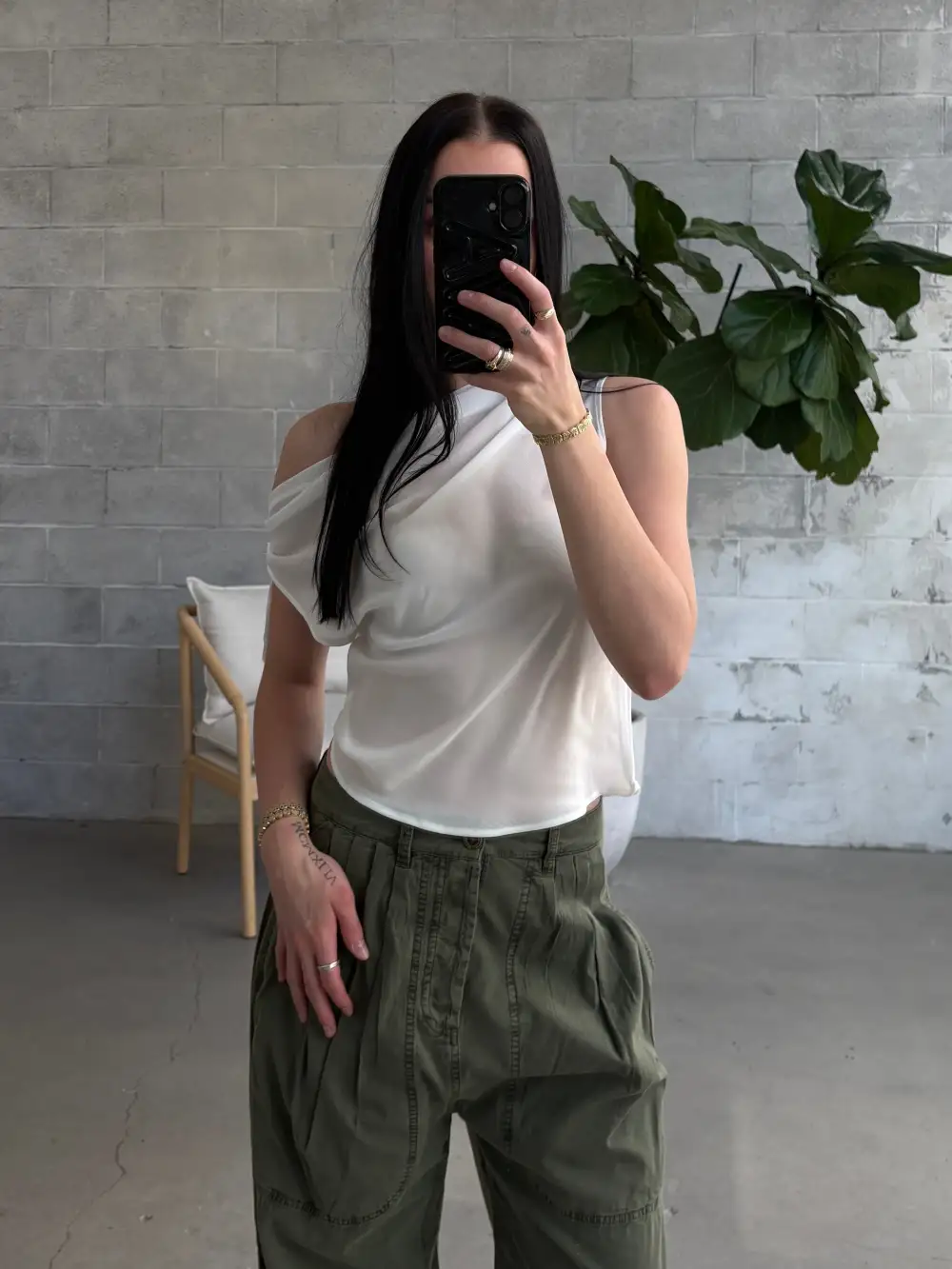 Off-Shoulder Cowl Neck Top