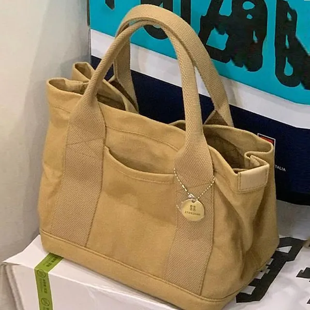 Women's Girls' Tote Tote Canvas Tote Bag Canvas Outdoor Shopping Daily Solid Color Pink khaki