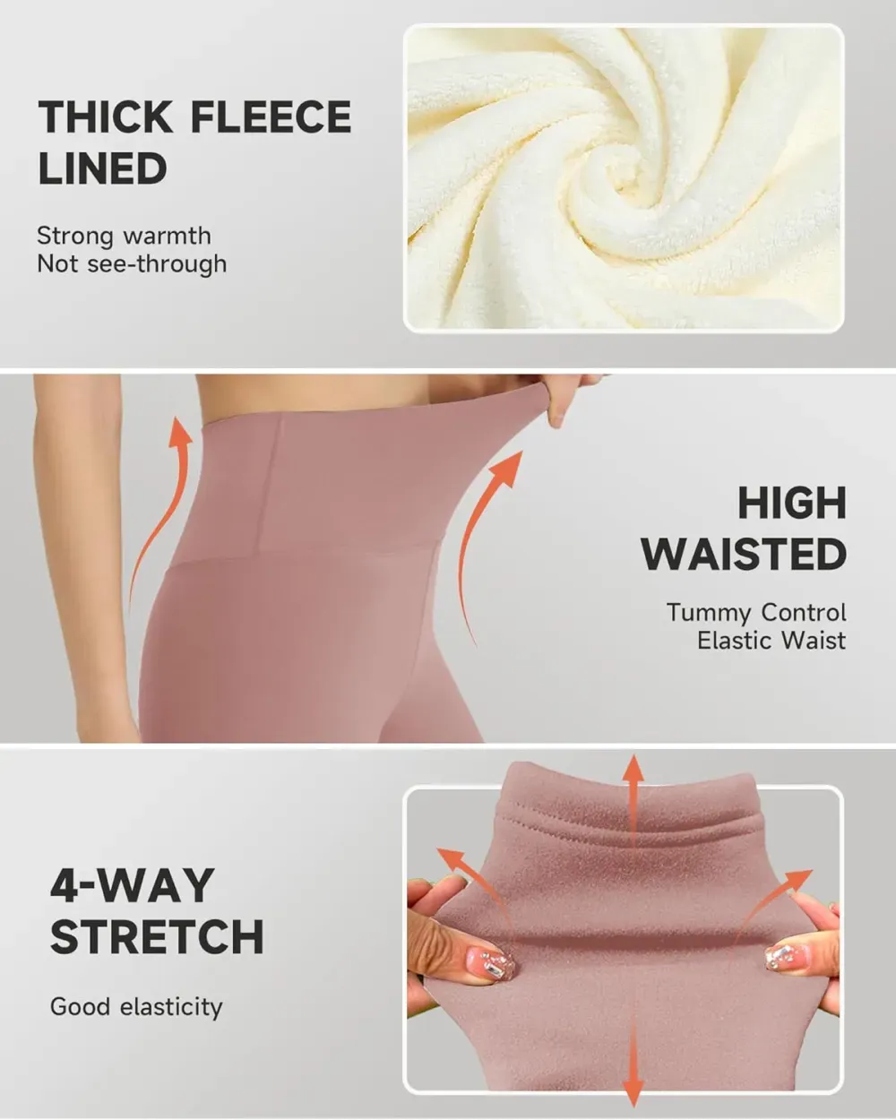 Fleece Lined Leggings for Women – Thick Winter Warm Thermal High Waisted Tummy Control Workout Yoga Pants