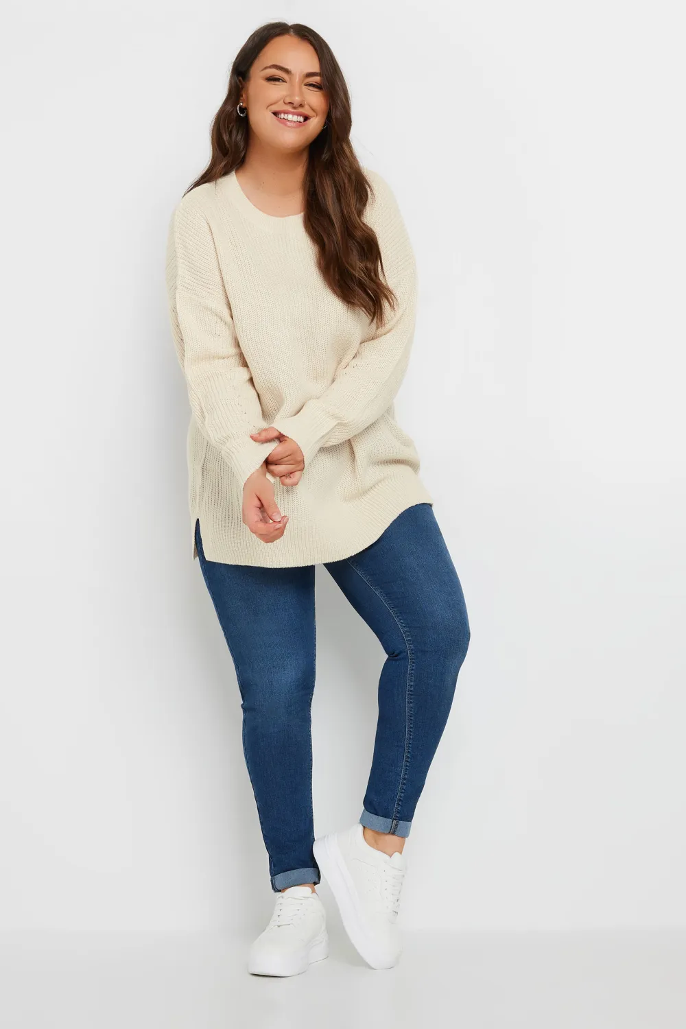 YOURS Curve Grey Drop Shoulder Knitted Jumper