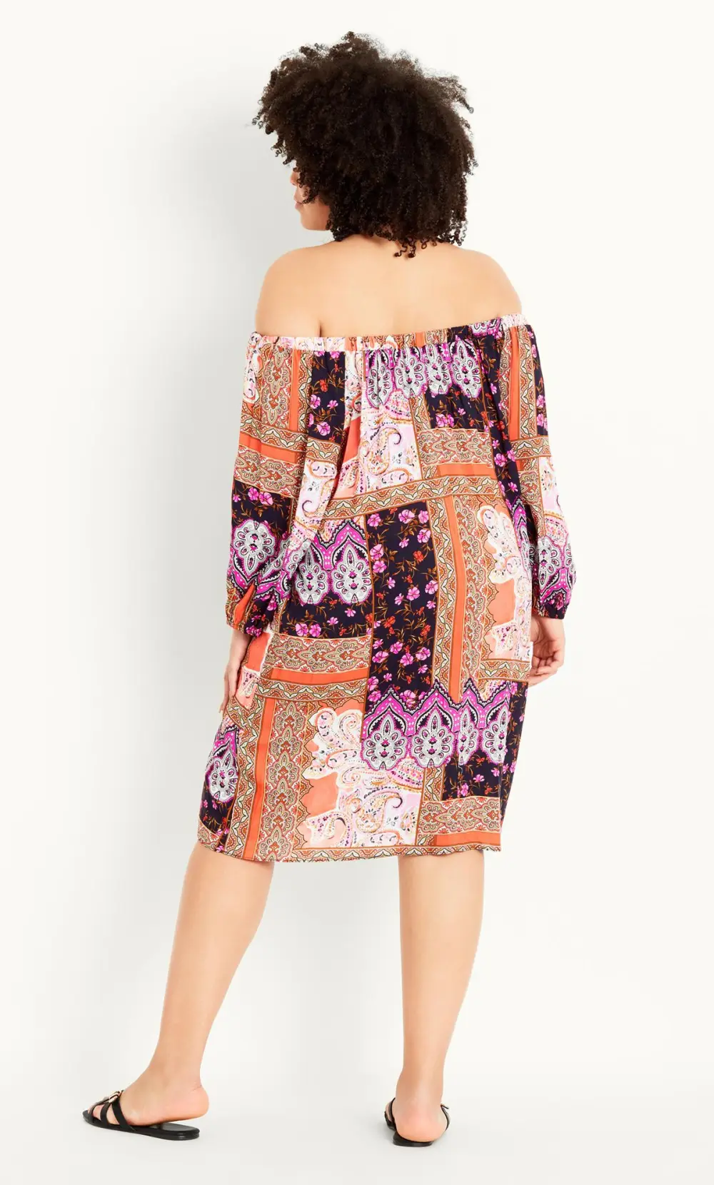 Evans Pink Paisley Floral Print Bardot Tunic Dress