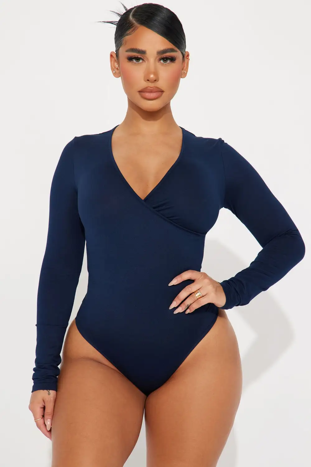 Bonnie Surplice Bodysuit - Navy