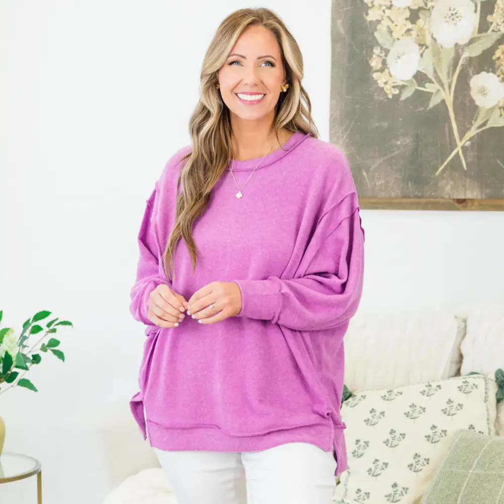 Say Hello Sweater, Bright Violet