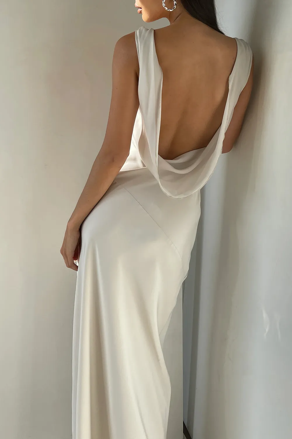 Maxi Satin Dress With Back Cowl