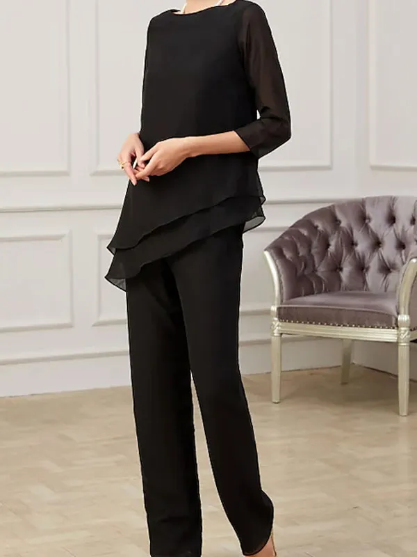 Round neck irregular temperament ladies suit