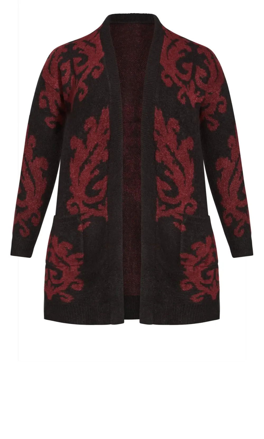Evans Black & Red Knitted Cardigan