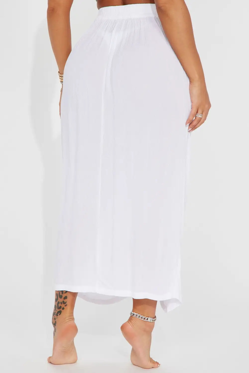 Breezy Nights Linen Swim Cover Up Skirt - White
