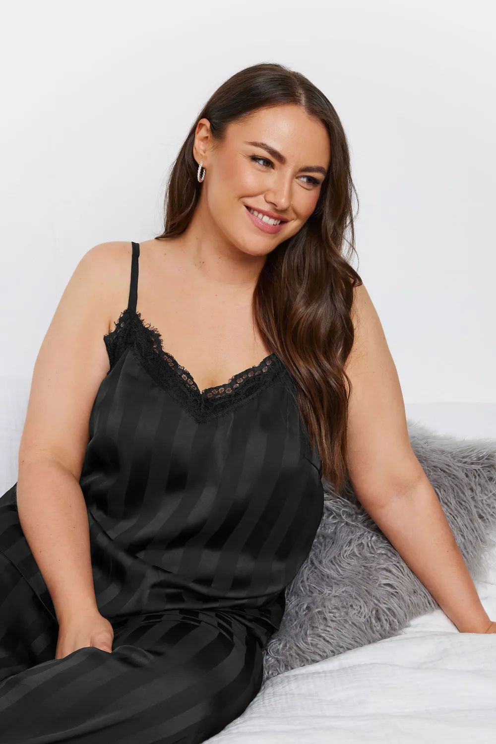 YOURS Curve Red Stripe Satin Pyjama Set