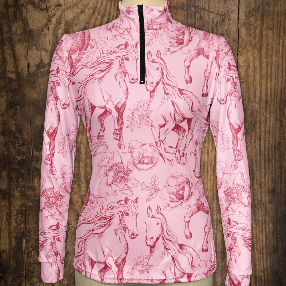 Women's Riding Style Horses Print Long Sleeve Casual Shirt