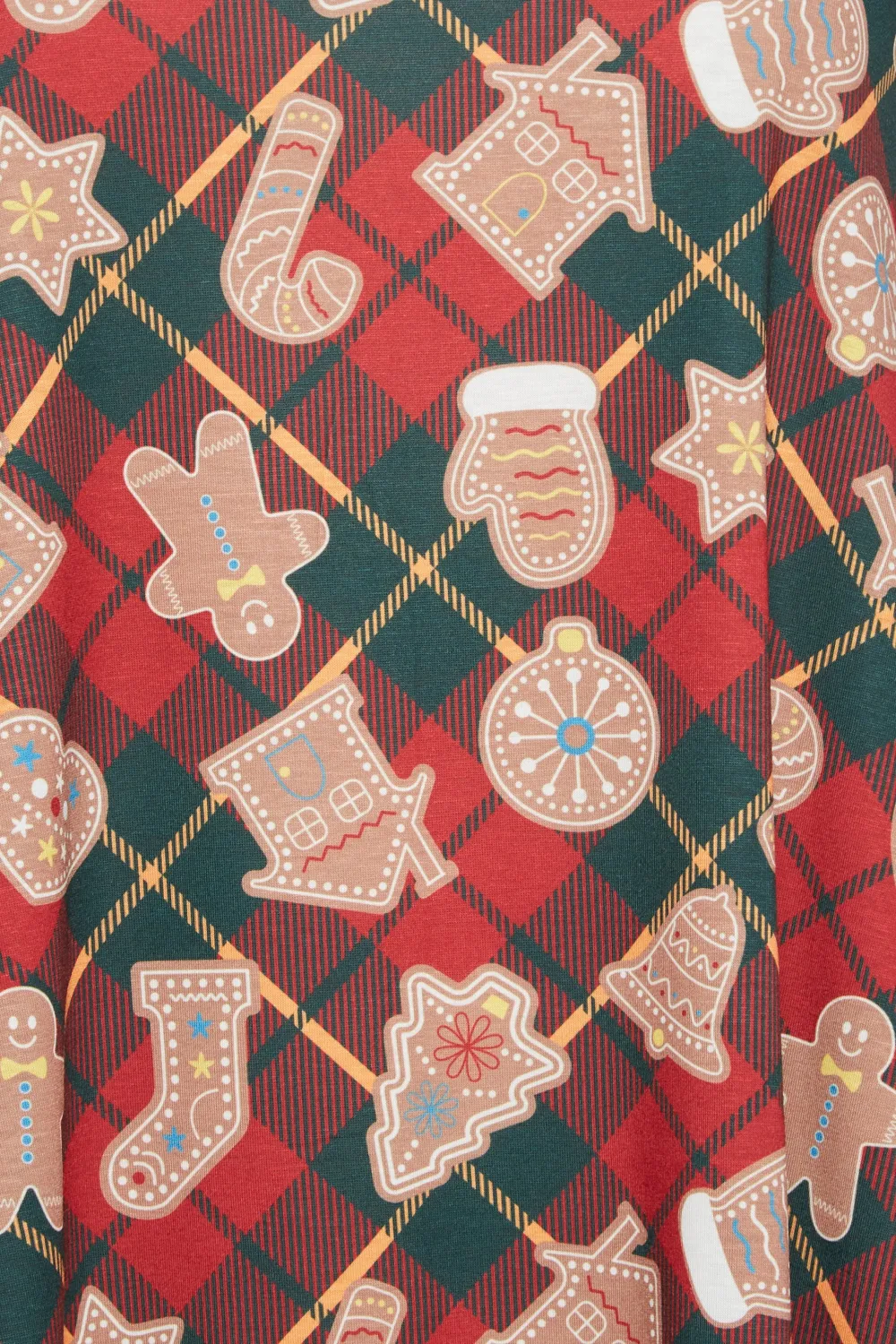 YOURS Curve Red Gingerbread Check Print Tunic Top