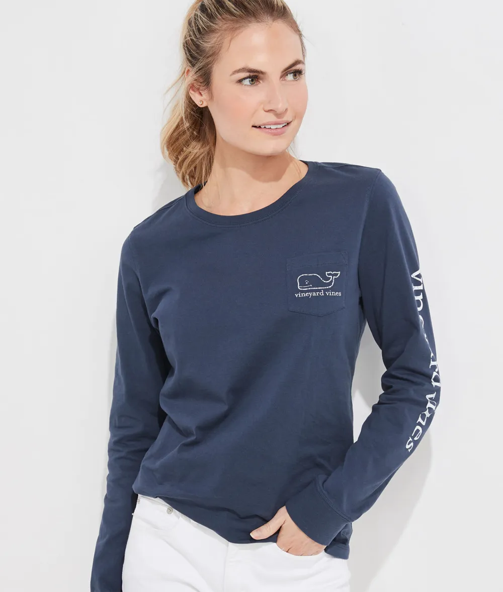 Long-Sleeve Vintage Whale Pocket Tee