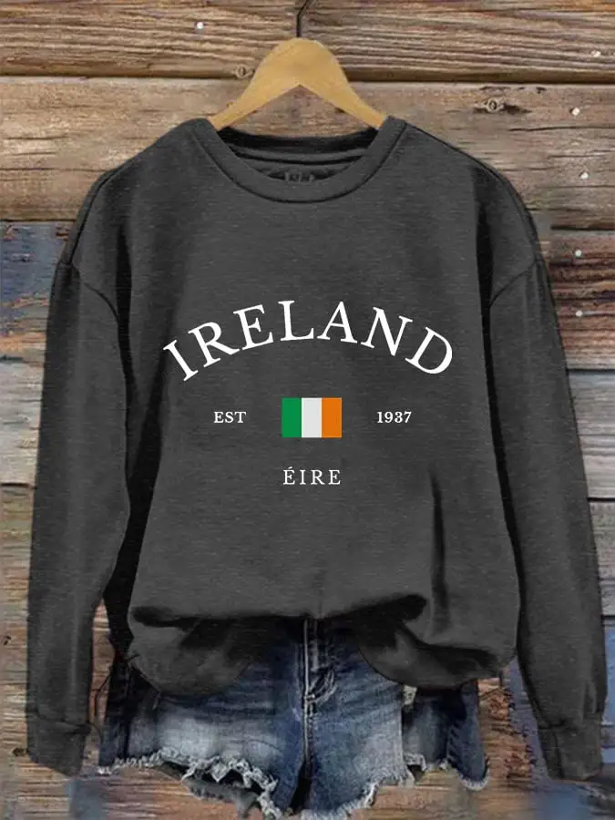 Women's Ireland St Patrick Day Print Crew Neck Sweatshirt
