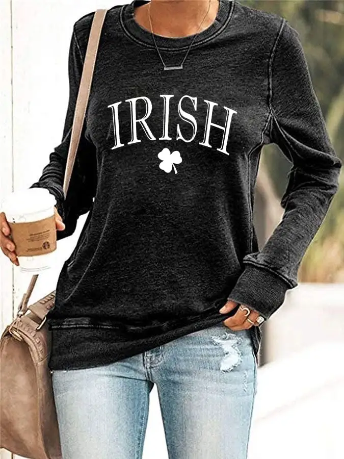 Women's St. Patrick's Day Irish Clover Print Sweatshirt