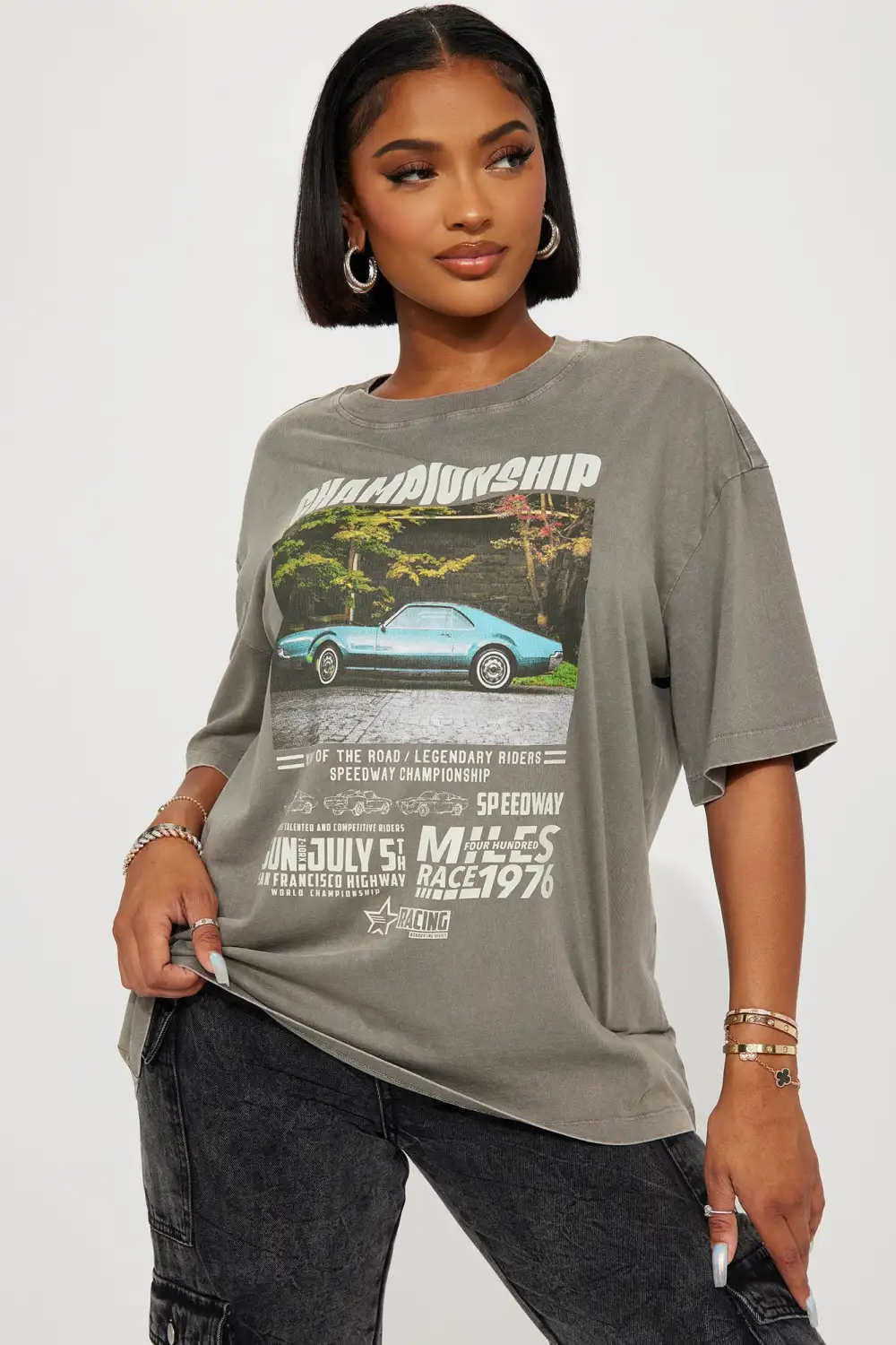 King Of The Road Graphic Tshirt - Grey