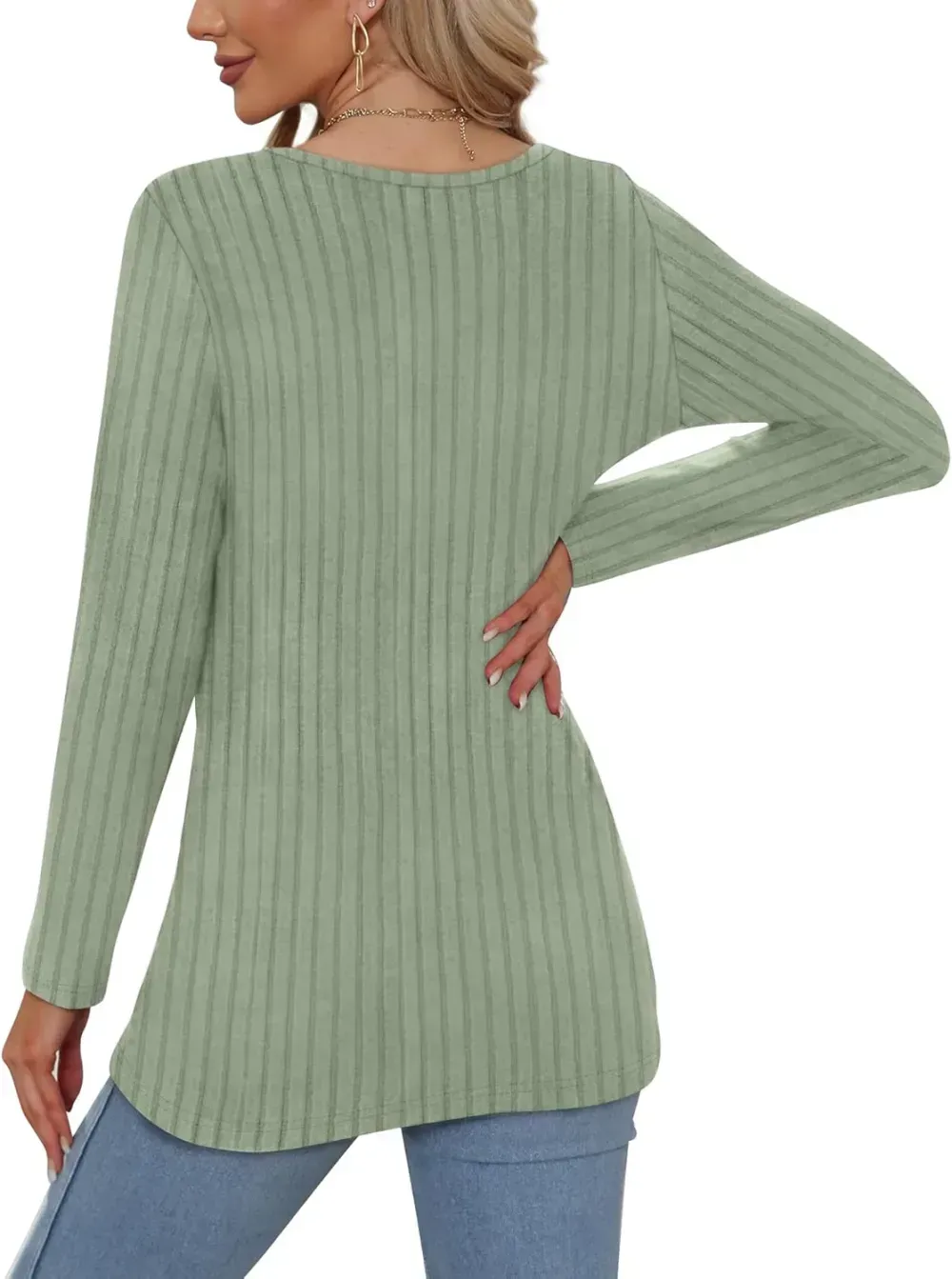 OFEEFAN Long Sleeve Shirts for Women Lightweight Crew Neck Casual Tunic Tops