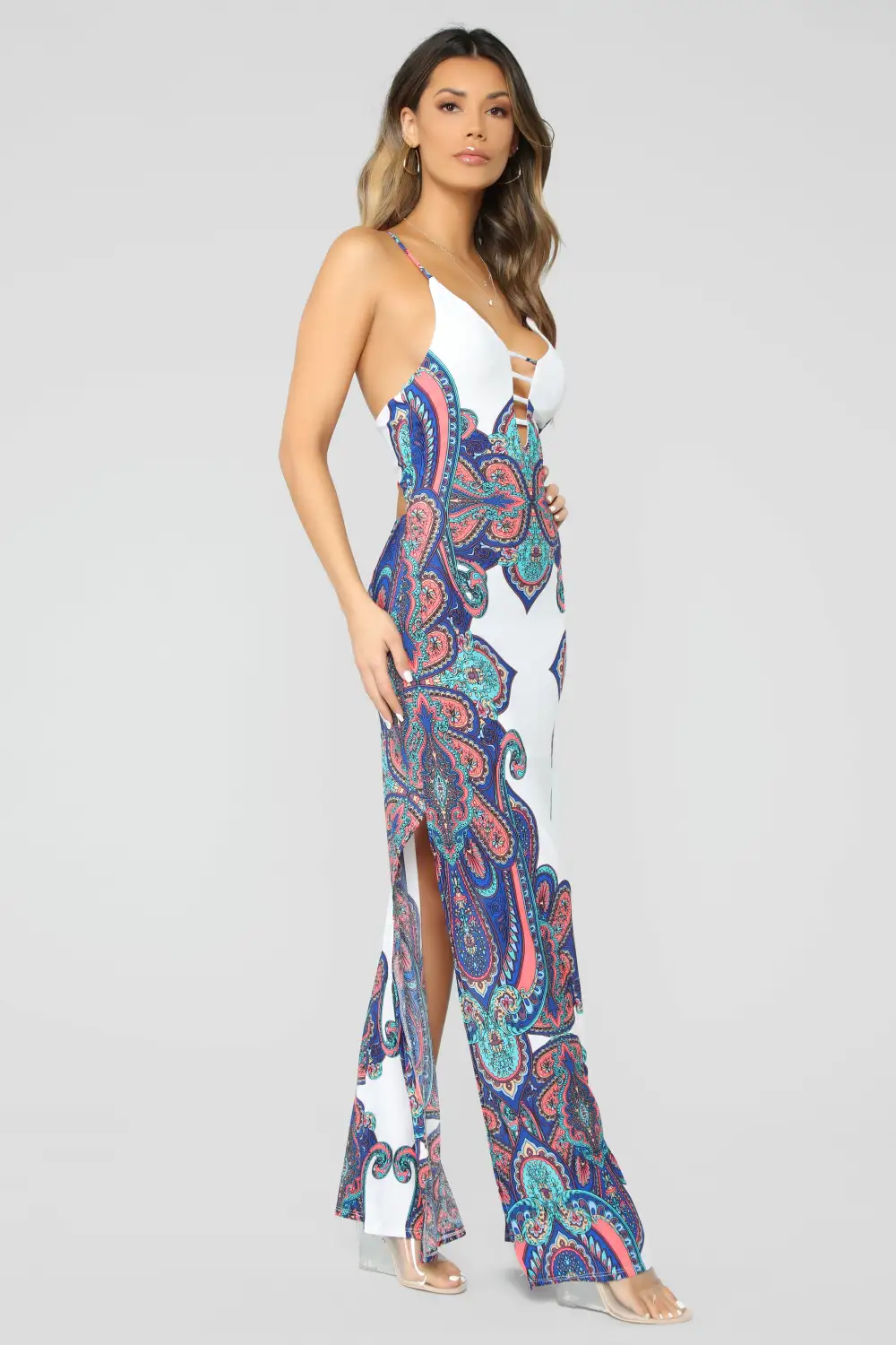 Wine Glass Bay Maxi Dress - White/Multi