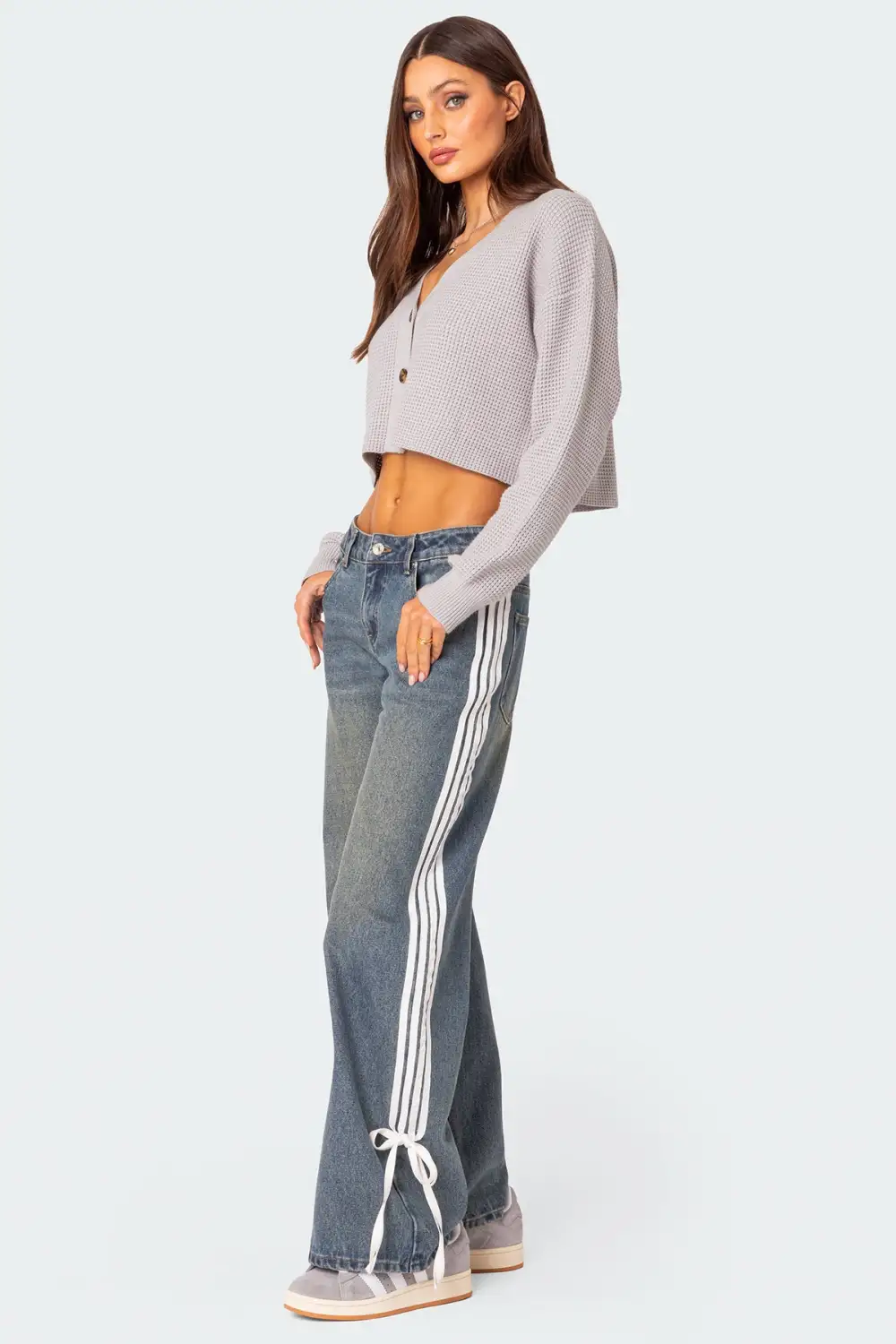 Oversized Waffle Knit Cropped Cardigan