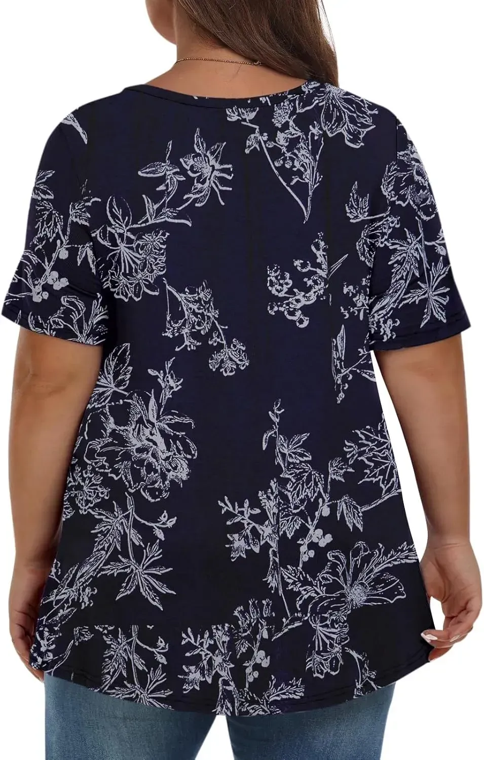 Plus Size Tops for Women Dressy Short Sleeve V Neck Shirts for Women Summer Tops for Women 2024 Floral Print Top