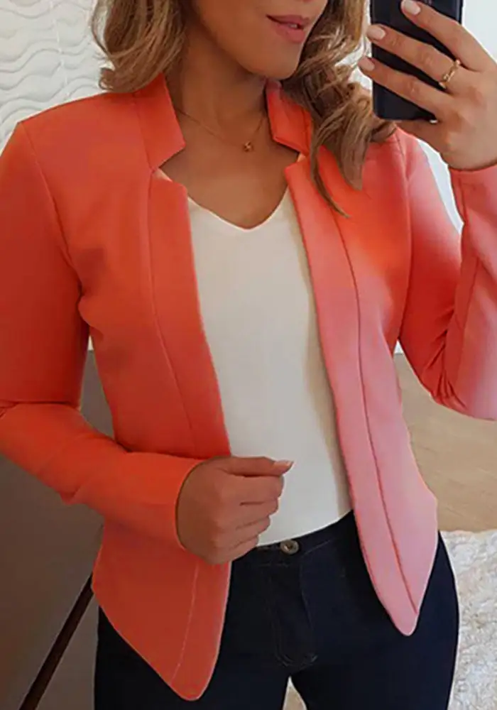 Solid Split Joint Cardigan Collar Outerwear