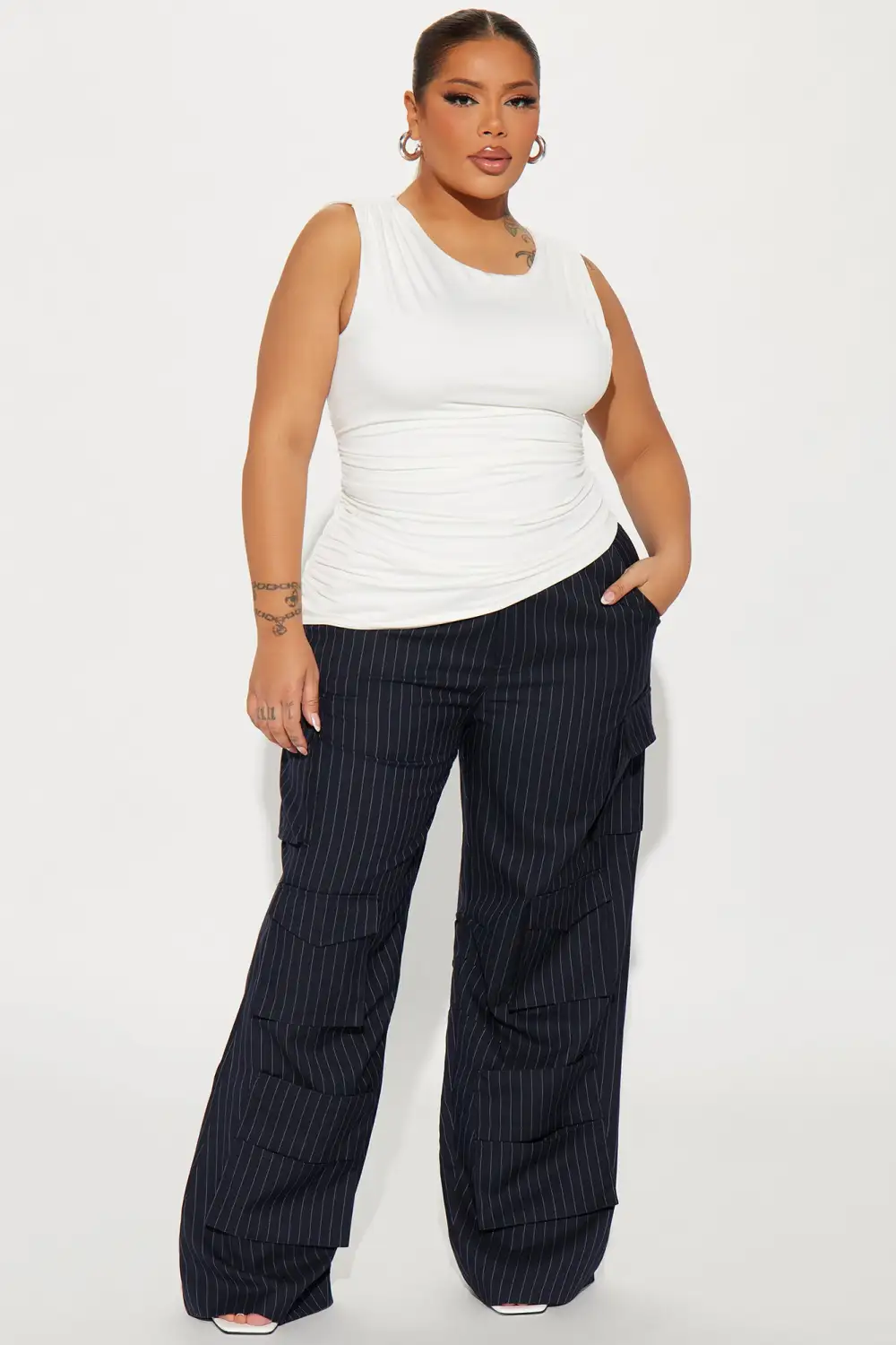 Amery Twist Shoulder Top - White