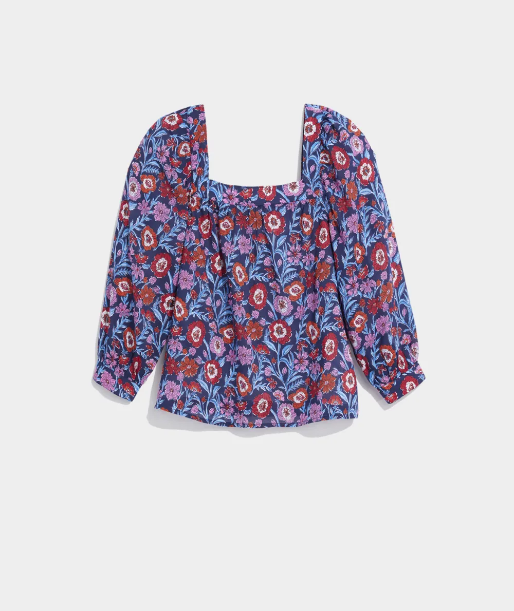 Tisbury Floral Square-Neck Top