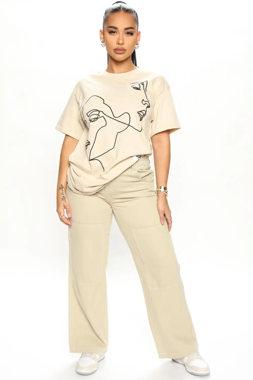 Twin Flame Graphic T-Shirt - Taupe