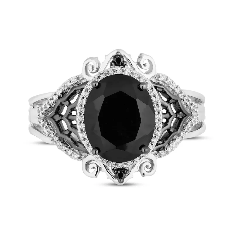 Disney Treasures The Nightmare Before Christmas Black Onyx & Diamond Ring 1/5 ct tw Sterling Silver